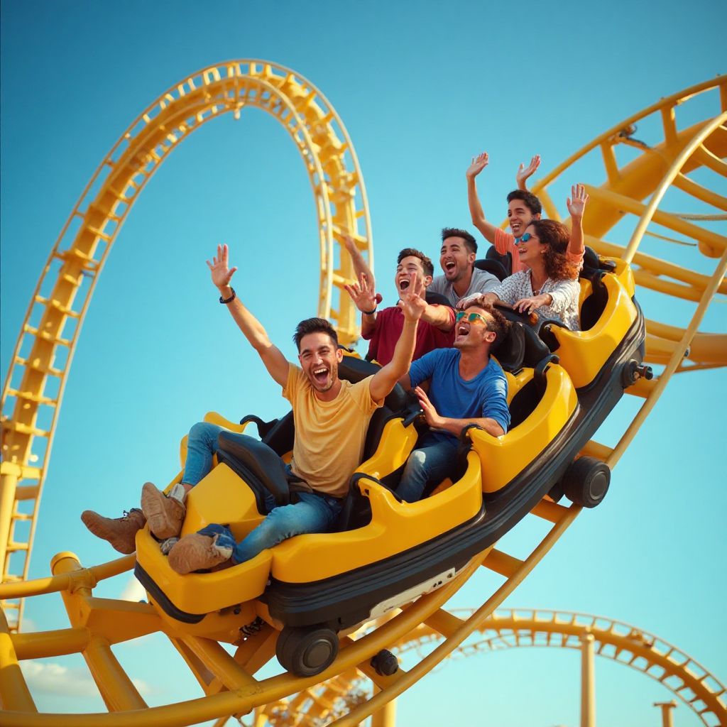 Thrilling roller coaster action